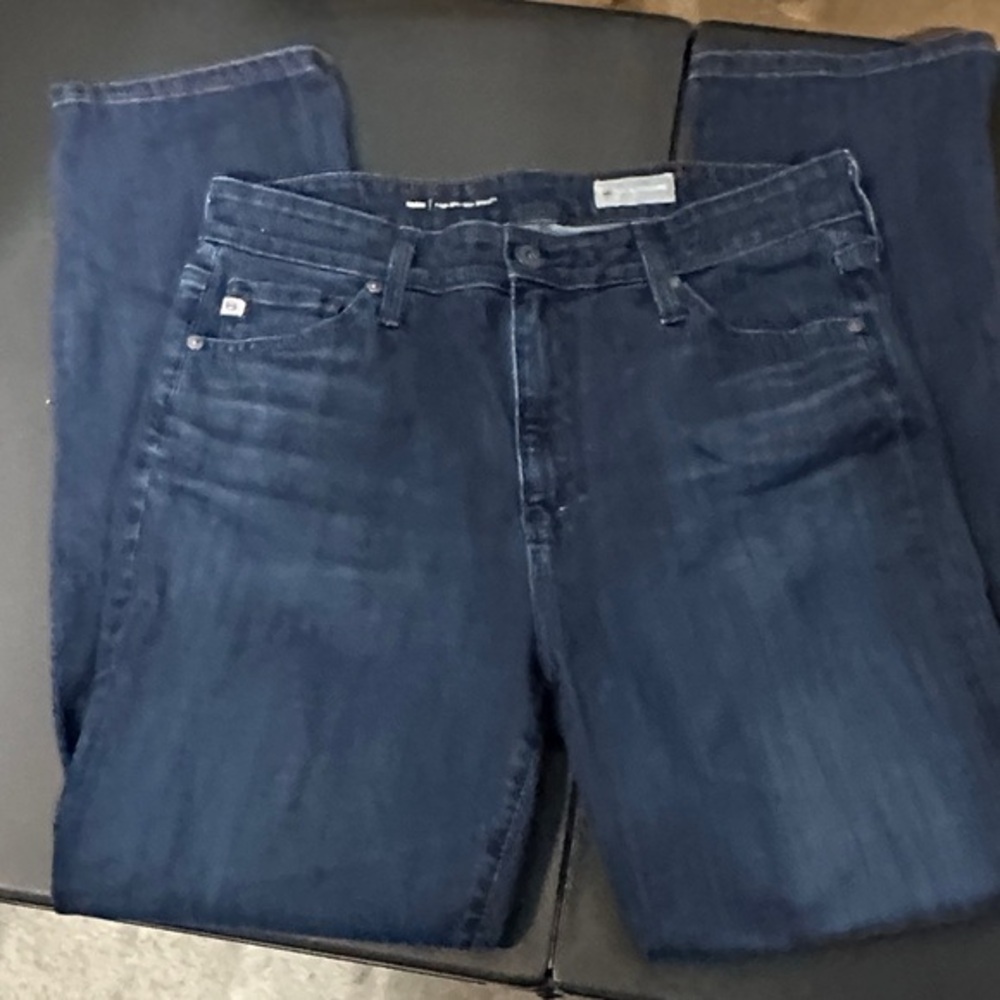 570. Ag Adriano Goldschmied Dark Blue Straight Leg High Rise Jeans Size 32